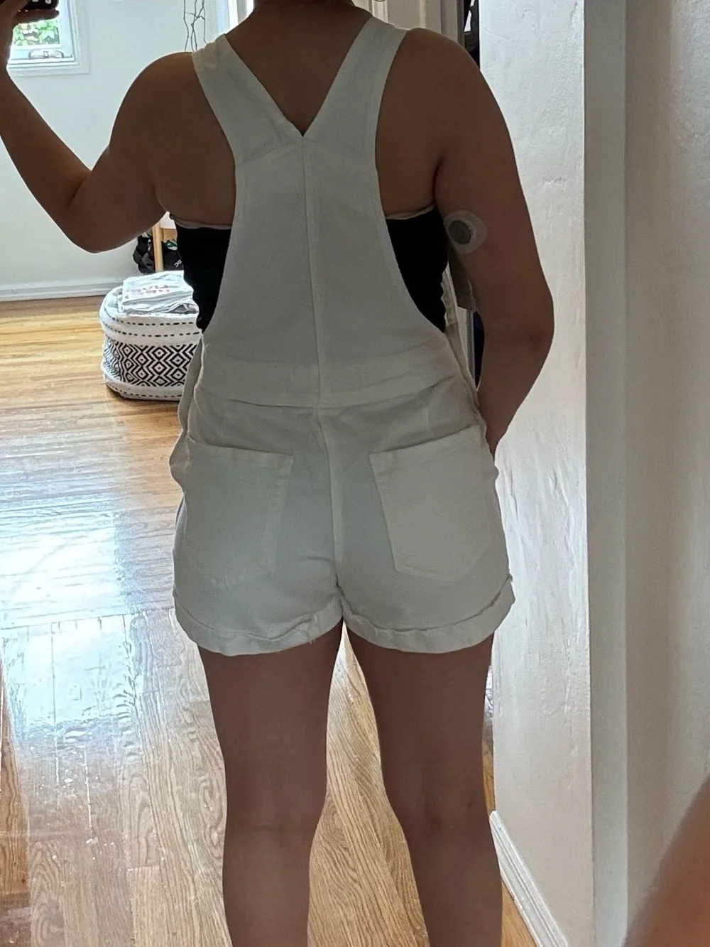 Hollister White Denim Short Overall
